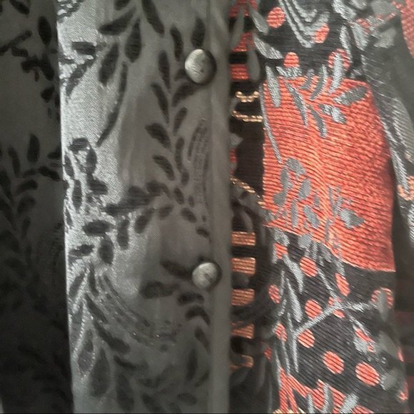 CHRISTOPHER & BANKS Jacket Tapestry Tweed Patchwork Brocade Boho Reversible Sz L - Picture 7 of 8